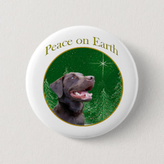 Labrador Retriever (choc) Peace Pinback Button