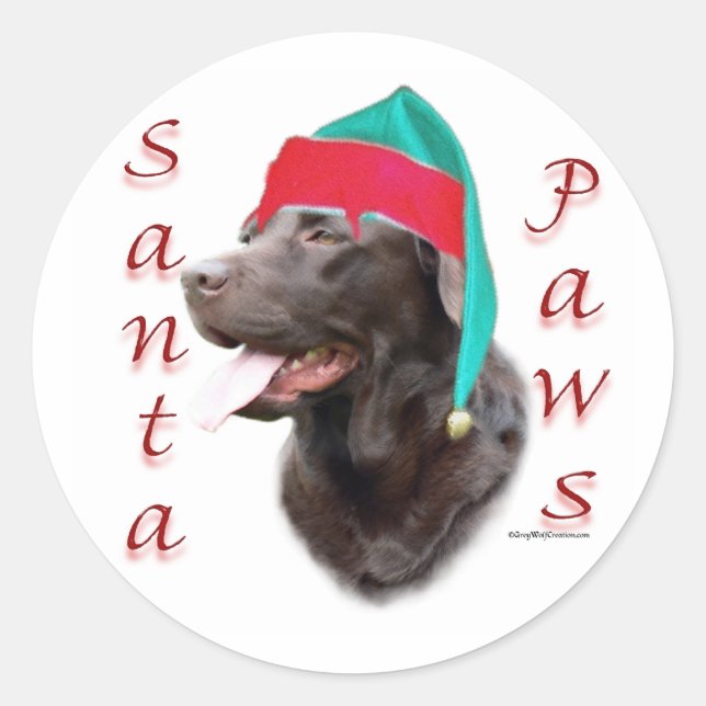 Labrador Retriever (choc) Santa Paws Classic Round Sticker (Front)