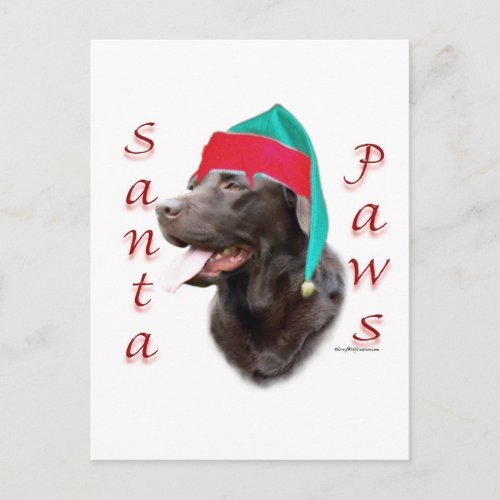 Labrador Retriever choc Santa Paws Holiday Postcard