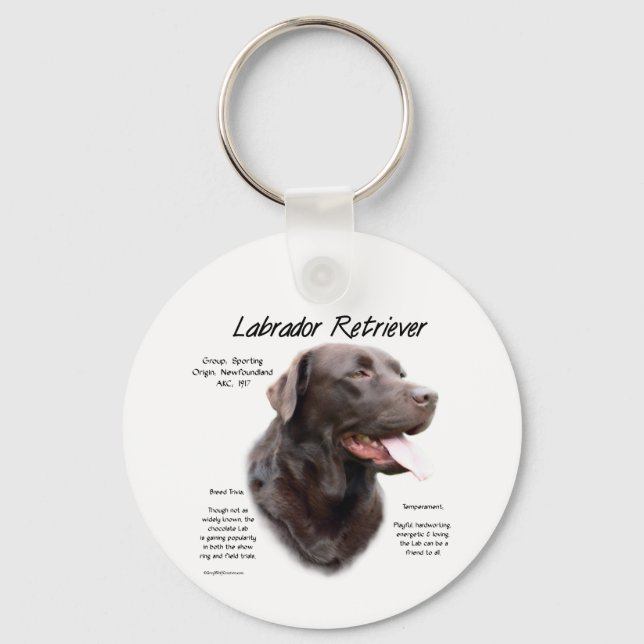 Labrador Retriever (chocolate) History Design Keychain (Front)