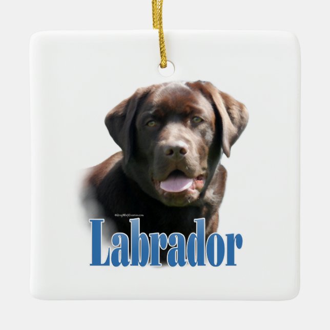 Labrador Retriever (chocolate) Name Ceramic Ornament (Front)