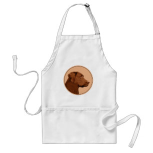 Labrador Retriever (Chocolate) Painting - Dog Art Adult Apron