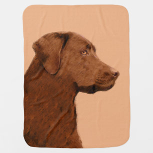 Labrador Retriever (Chocolate) Painting - Dog Art Baby Blanket