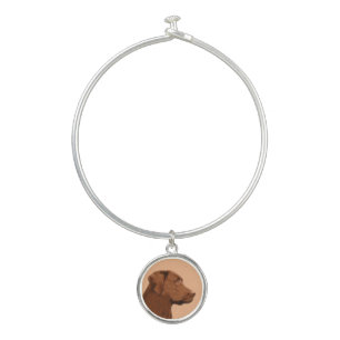 Labrador Retriever (Chocolate) Painting - Dog Art Bangle Bracelet