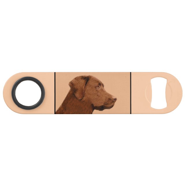 Labrador Retriever (Chocolate) Painting - Dog Art Bar Key (Back Horizontal)
