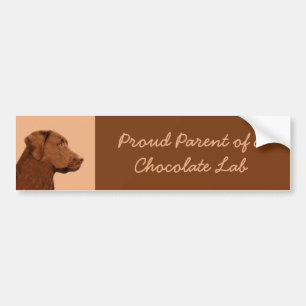 Labrador Retriever (Chocolate) Painting - Dog Art Bumper Sticker