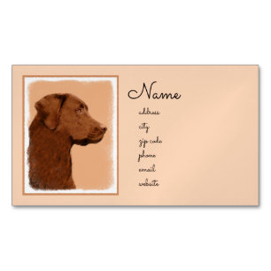 Labrador Retriever (Chocolate) Painting - Dog Art Business Card Magnet