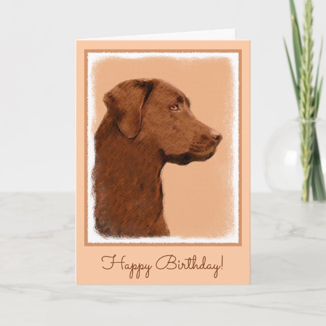 Labrador Retriever (Chocolate) Painting - Dog Art Card (Front)