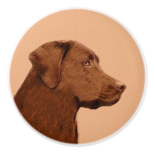 Labrador Retriever Chocolate Painting _ Dog Art Ceramic Knob