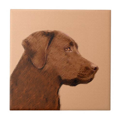 Labrador Retriever Chocolate Painting _ Dog Art Ceramic Tile