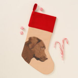 Labrador Retriever (Chocolate) Painting - Dog Art Christmas Stocking