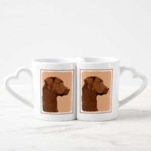 Labrador Retriever (Chocolate) Painting - Dog Art Coffee Mug Set