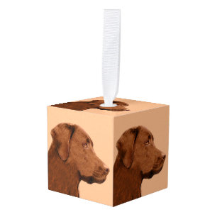 Labrador Retriever (Chocolate) Painting - Dog Art Cube Ornament