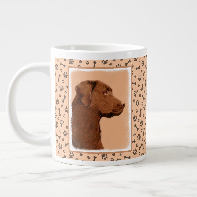 Labrador Retriever (Chocolate) Painting - Dog Art Giant Coffee Mug (Left)