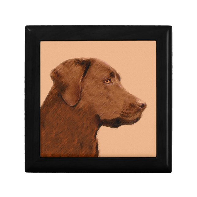 Labrador Retriever (Chocolate) Painting - Dog Art Gift Box (Front)