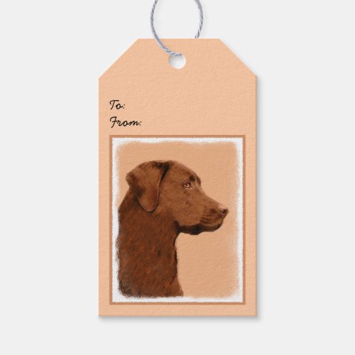 Labrador Retriever Chocolate Painting _ Dog Art Gift Tags