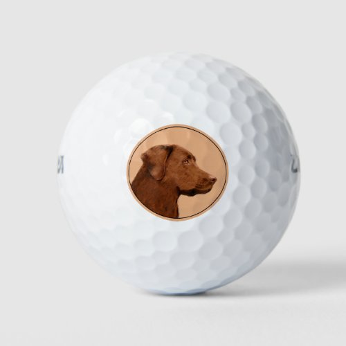 Labrador Retriever Chocolate Painting _ Dog Art Golf Balls