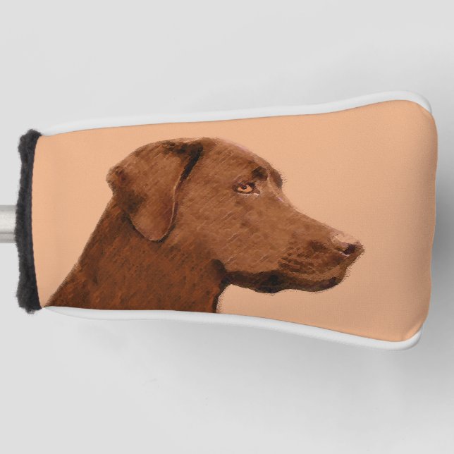 Labrador Retriever (Chocolate) Painting - Dog Art Golf Head Cover (Front)