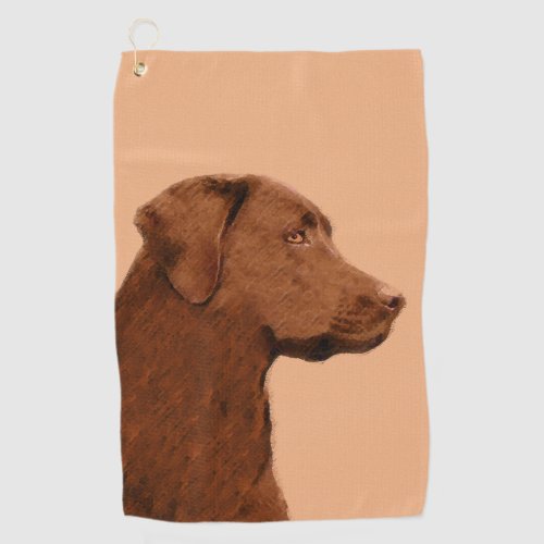 Labrador Retriever Chocolate Painting _ Dog Art Golf Towel