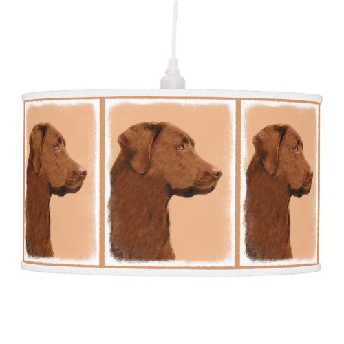 Labrador Retriever Chocolate Painting _ Dog Art Hanging Lamp