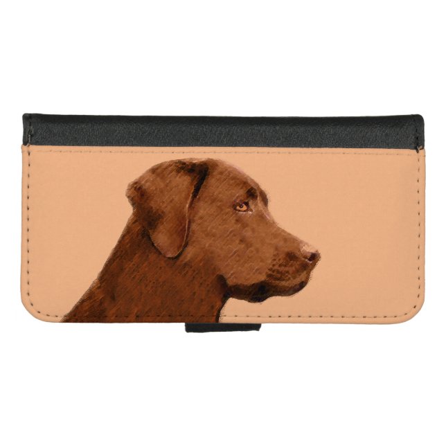 Labrador Retriever (Chocolate) Painting - Dog Art iPhone Wallet Case (Front (Horizontal))