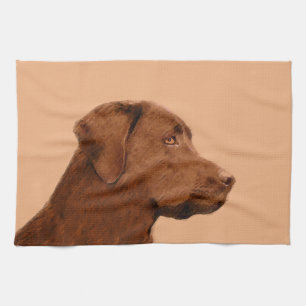 Labrador Retriever (Chocolate) Painting - Dog Art Kitchen Towel