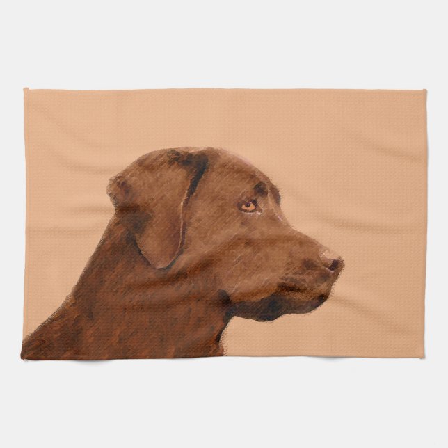 Labrador Retriever (Chocolate) Painting - Dog Art Kitchen Towel (Horizontal)