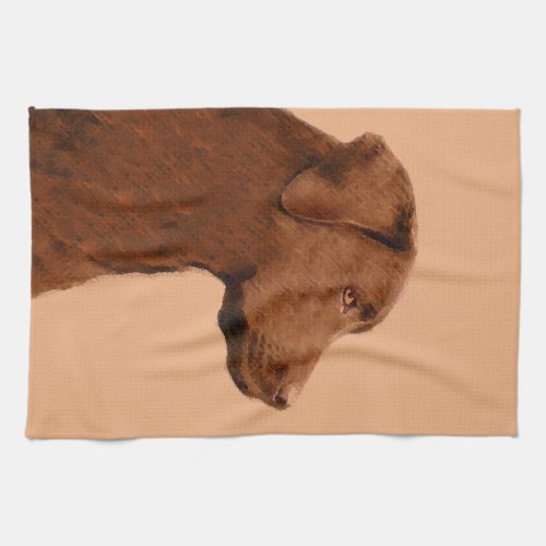 Labrador Retriever Chocolate Painting _ Dog Art Kitchen Towel