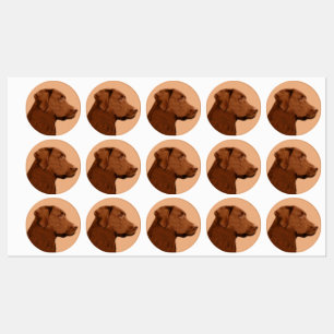 Labrador Retriever (Chocolate) Painting - Dog Art Labels