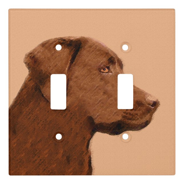 Labrador Retriever (Chocolate) Painting - Dog Art Light Switch Cover (Front)
