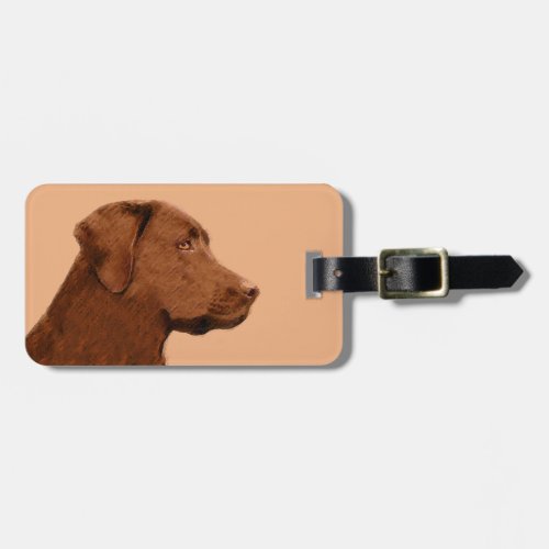 Labrador Retriever Chocolate Painting _ Dog Art Luggage Tag