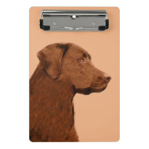 Labrador Retriever (Chocolate) Painting - Dog Art Mini Clipboard