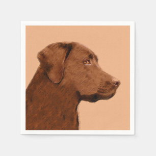 Labrador Retriever (Chocolate) Painting - Dog Art Napkins