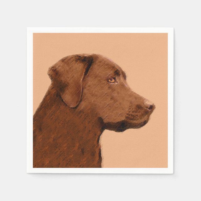 Labrador Retriever (Chocolate) Painting - Dog Art Napkins (Front)