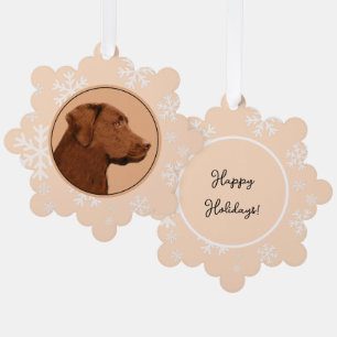 Labrador Retriever (Chocolate) Painting - Dog Art Ornament Card