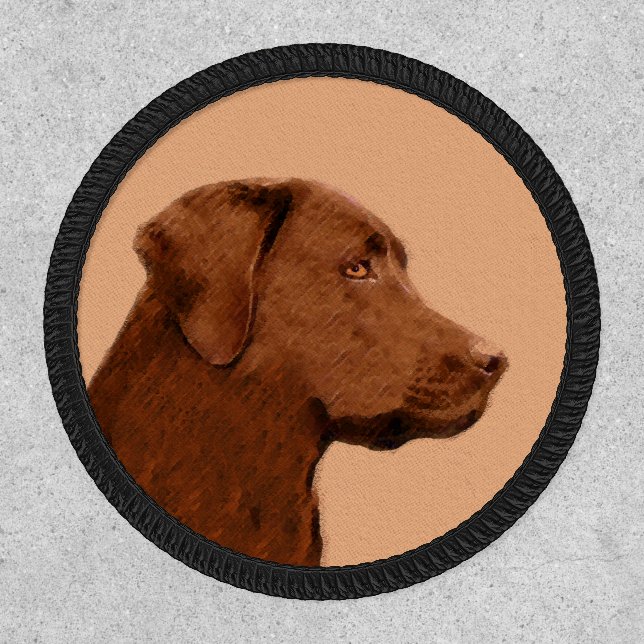 Labrador Retriever (Chocolate) Painting - Dog Art Patch (Front)