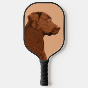 Labrador Retriever (Chocolate) Painting - Dog Art Pickleball Paddle
