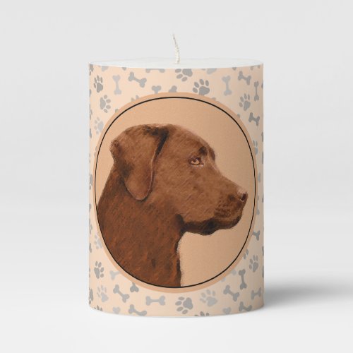 Labrador Retriever Chocolate Painting _ Dog Art Pillar Candle