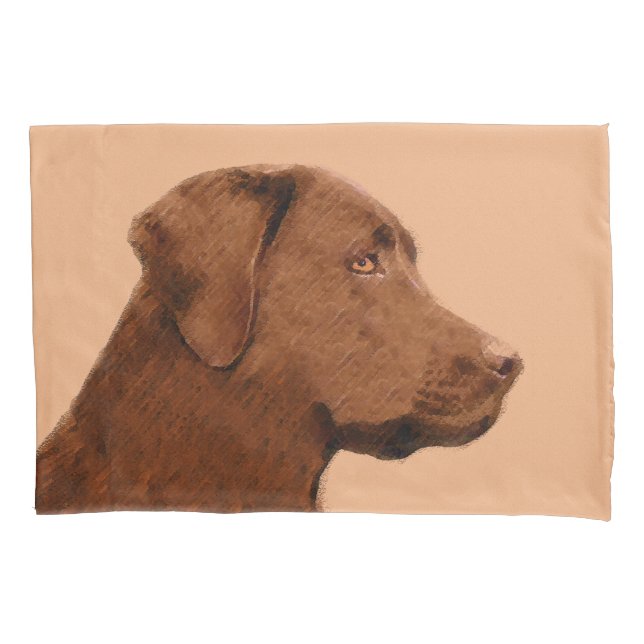 Labrador Retriever (Chocolate) Painting - Dog Art Pillow Case (Front)