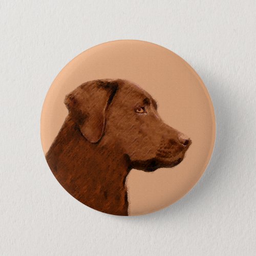 Labrador Retriever Chocolate Painting _ Dog Art Pinback Button