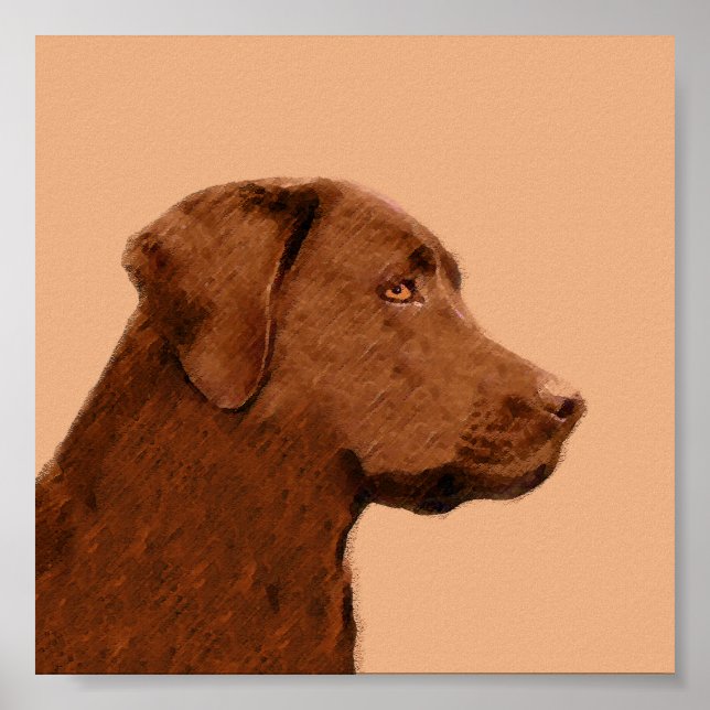 Labrador Retriever (Chocolate) Painting - Dog Art Poster (Front)
