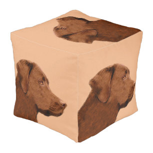 Labrador Retriever (Chocolate) Painting - Dog Art Pouf