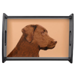 Labrador Retriever (Chocolate) Painting - Dog Art Serving Tray