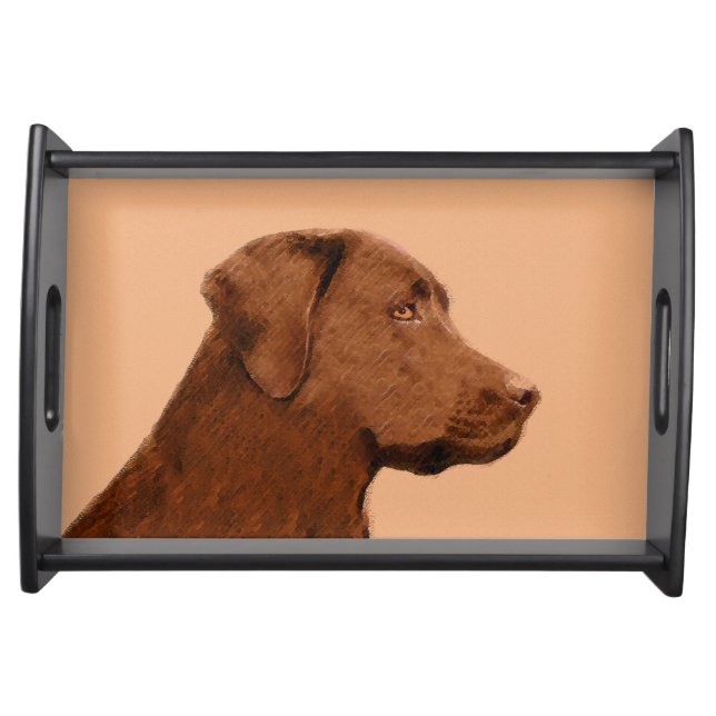 Labrador Retriever (Chocolate) Painting - Dog Art Serving Tray (Front)