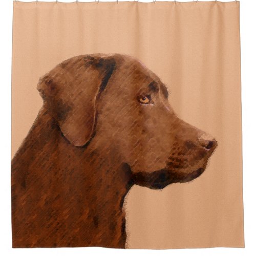 Labrador Retriever Chocolate Painting _ Dog Art Shower Curtain