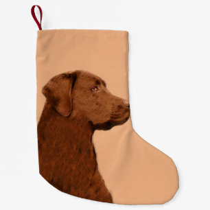 Labrador Retriever (Chocolate) Painting - Dog Art Small Christmas Stocking