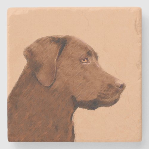 Labrador Retriever Chocolate Painting _ Dog Art Stone Coaster