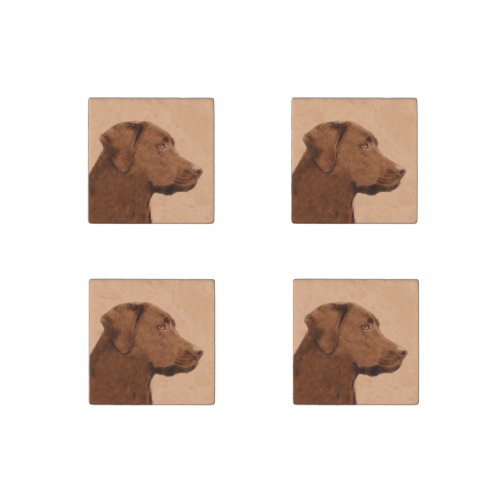 Labrador Retriever Chocolate Painting _ Dog Art Stone Magnet