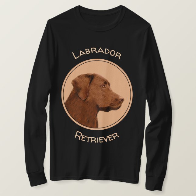 Labrador Retriever (Chocolate) Painting - Dog Art T-Shirt (Design Front)