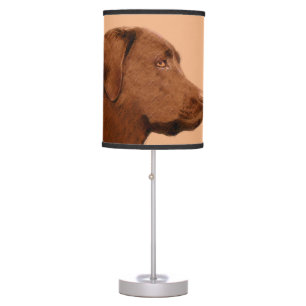 Labrador Retriever (Chocolate) Painting - Dog Art Table Lamp